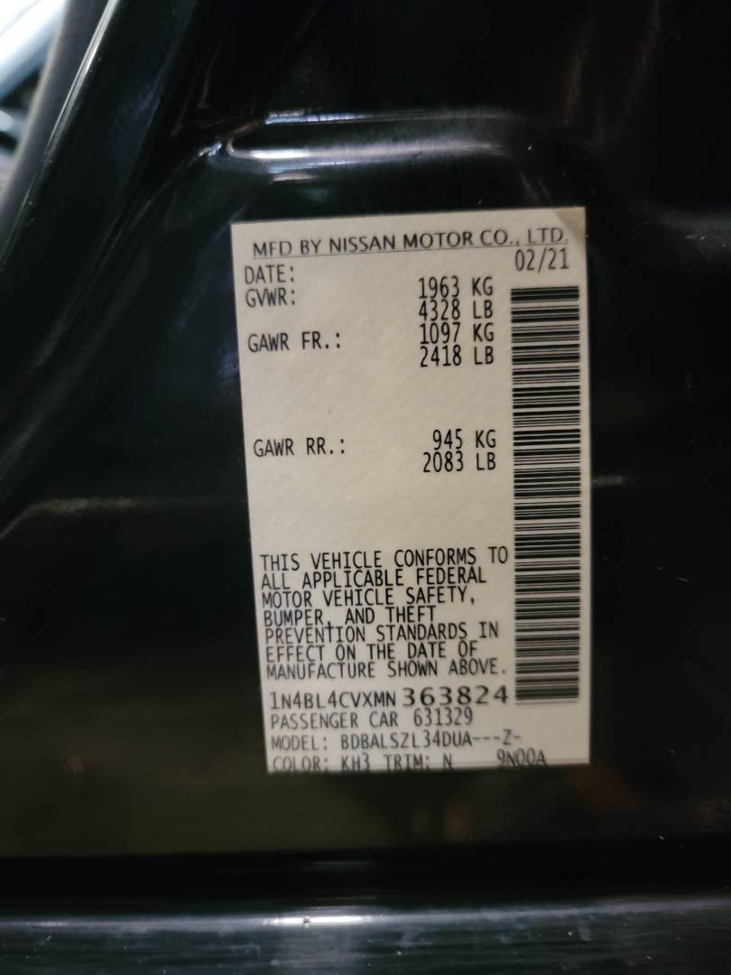 2021 NISSAN ALTIMA — 122423 Miles — Lot XMN363824 — Souq - Marhaba Auctions Used Cars - Image 9