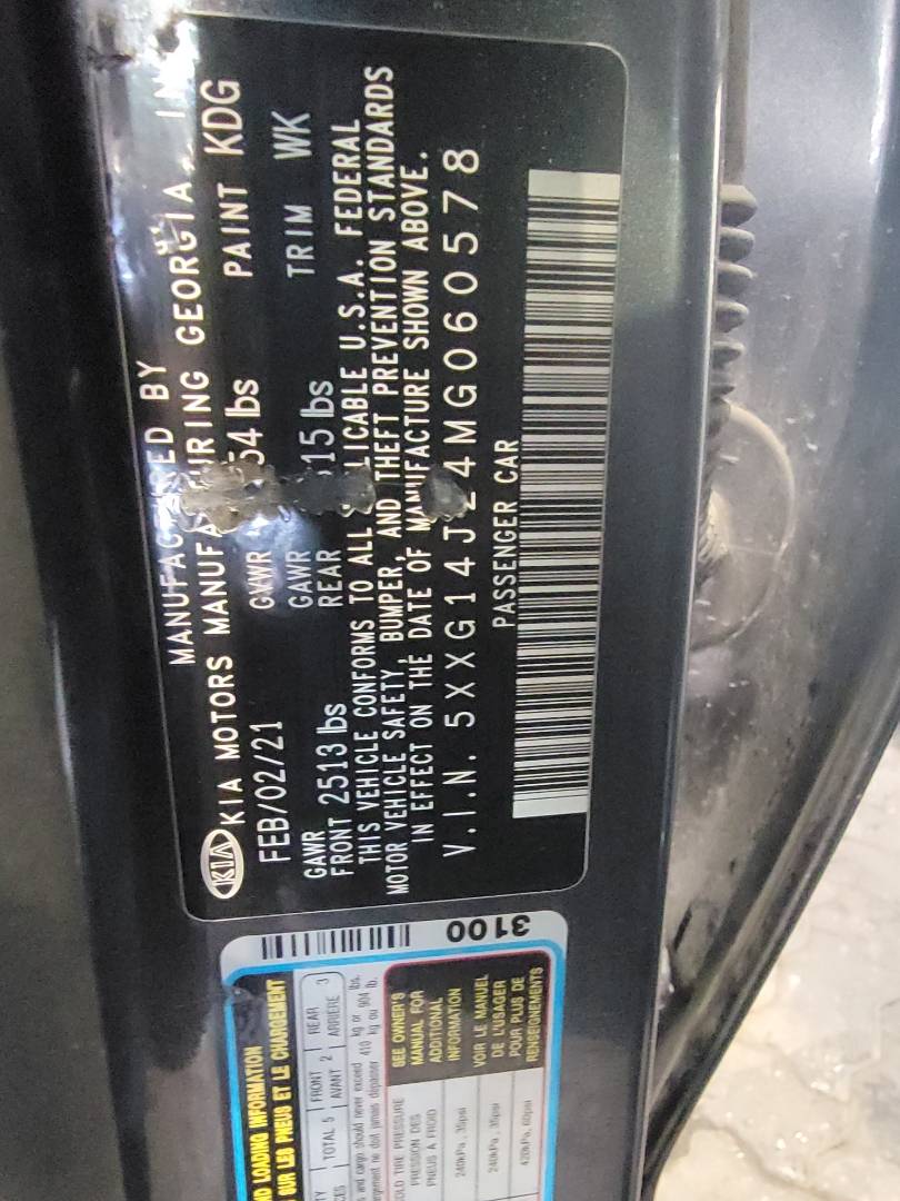 2021 KIA K5 — 46300 Miles — Lot MG060578 — Main - Marhaba Auctions Used Cars - Image 9