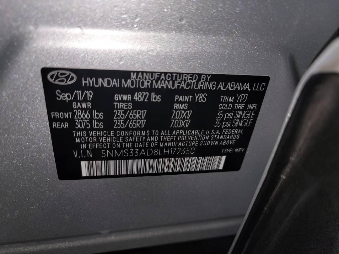 2020 HYUNDAI SANTA FE — 34946 Miles — Lot LH172350 - Marhaba Auctions Used Cars - Image 9