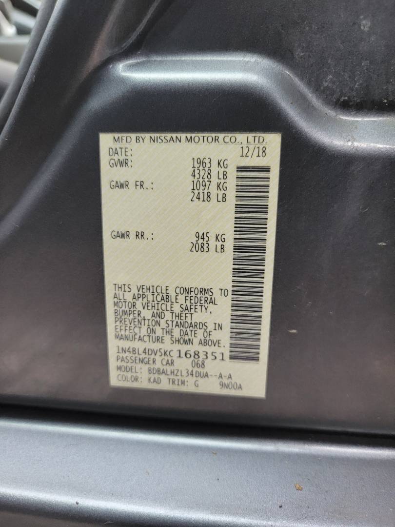 2019 NISSAN ALTIMA — 82095 Miles — Lot KC168351 — Main - Marhaba Auctions Used Cars - Image 8