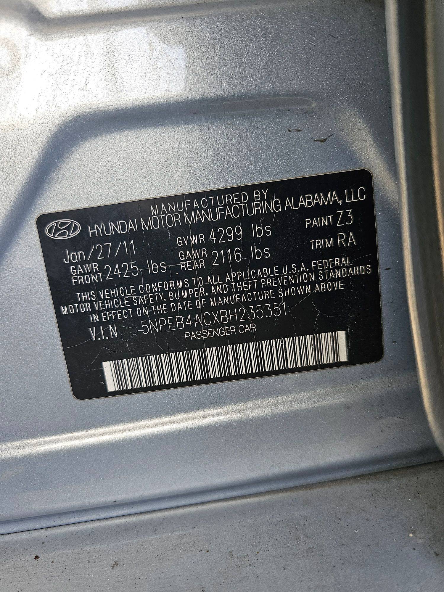 2011 HYUNDAI SONATA — 157511 Miles — Lot BH235351 — Main - Marhaba Auctions Used Cars - Image 10