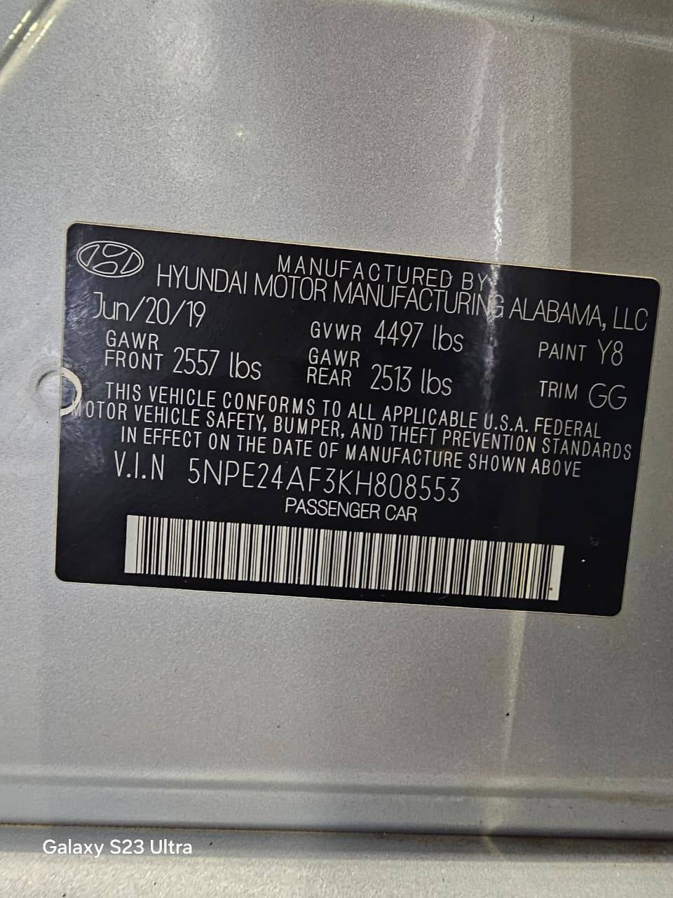 2019 HYUNDAI SONATA — 126290 Miles — Lot F3KH808553 — Main - Marhaba Auctions Used Cars - Image 10