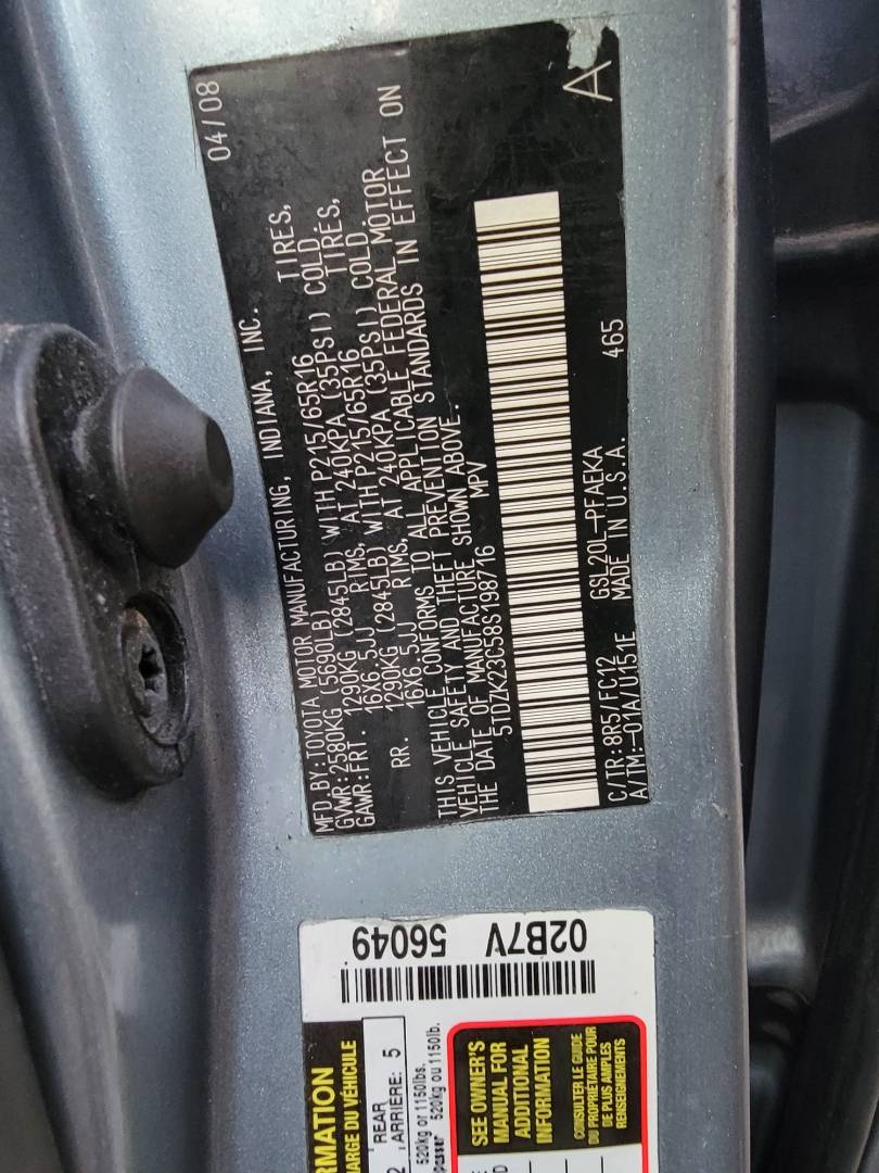 2008 TOYOTA SIENNA — 233226 Miles — Lot 58S198716 — Main - Marhaba Auctions Used Cars - Image 8