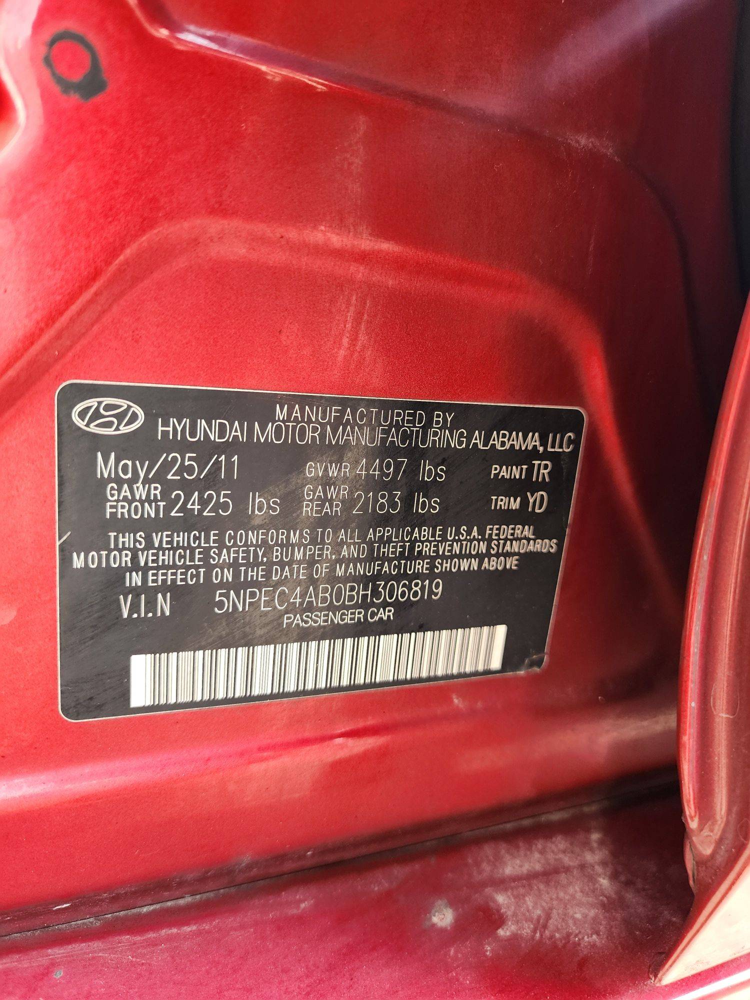 2011 HYUNDAI SONATA — 265617 Miles — Lot 45093754 — Main - Marhaba Auctions Used Cars - Image 13