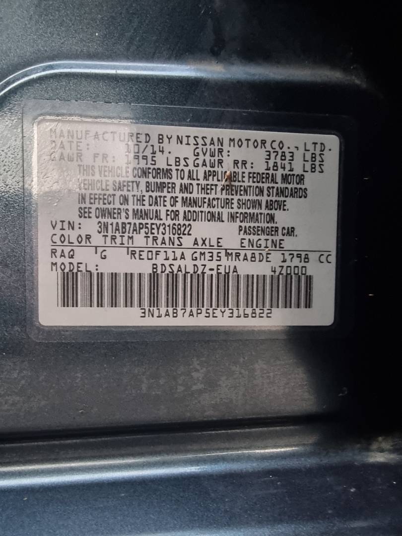 2014 NISSAN SENTRA — 124406 Miles — Lot 215487 — Ind. 12 - Marhaba Auctions Used Cars - Image 9