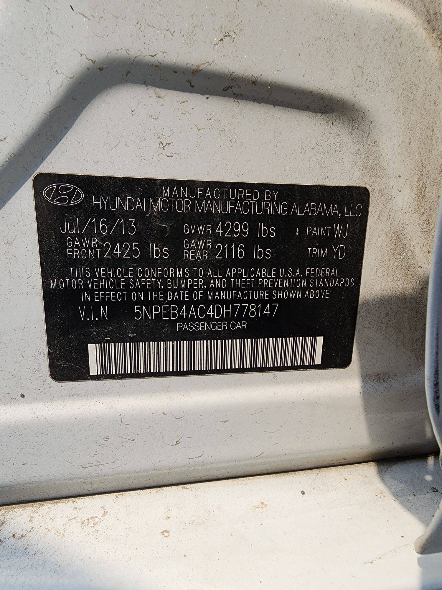 2013 HYUNDAI SONATA — 237922 Miles — Lot 78147 — Souq - Marhaba Auctions Used Cars - Image 9