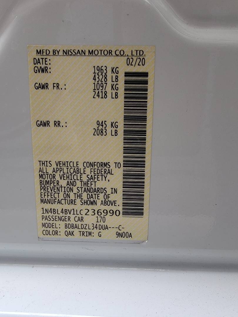 2020 NISSAN ALTIMA — 94274 Miles — Lot C236990 — Main - Marhaba Auctions Used Cars - Image 9