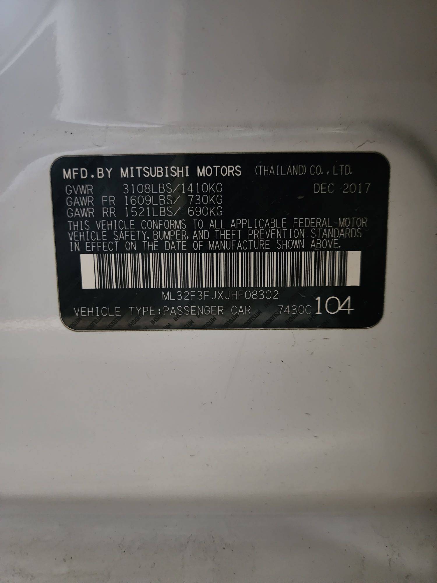 2018 MITSUBISHI MIRAGE — 151027 Miles — Lot 08302 — Al Quoz - Marhaba Auctions Used Cars - Image 10