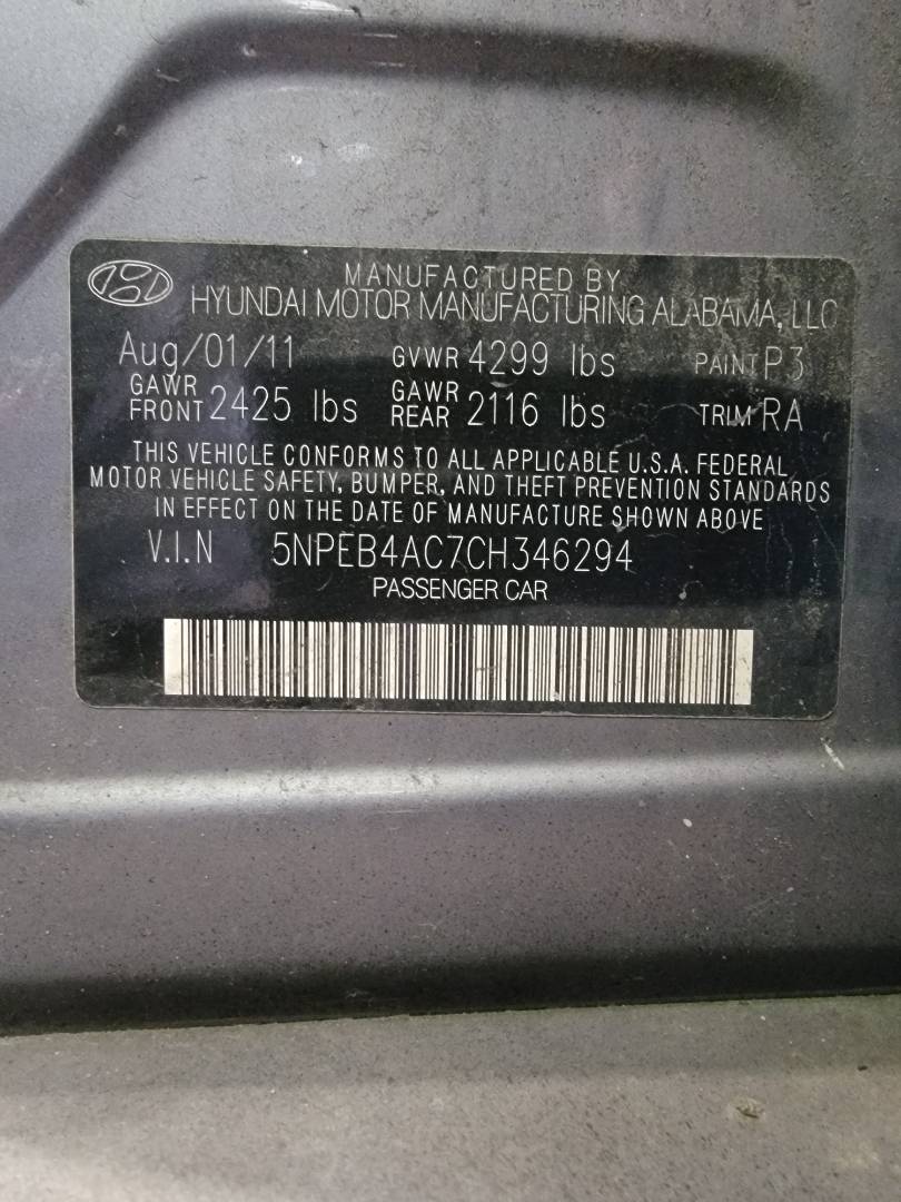 2012 HYUNDAI SONATA — 164741 Miles — Lot 7CH346294 — Souq - Marhaba Auctions Used Cars - Image 9