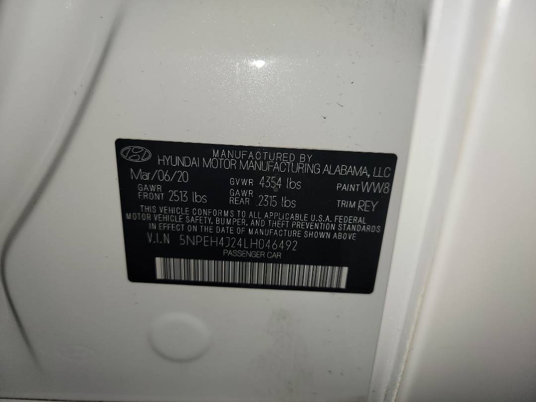2020 HYUNDAI SONATA — 40179 Miles — Lot 046492 — Main - Marhaba Auctions Used Cars - Image 10