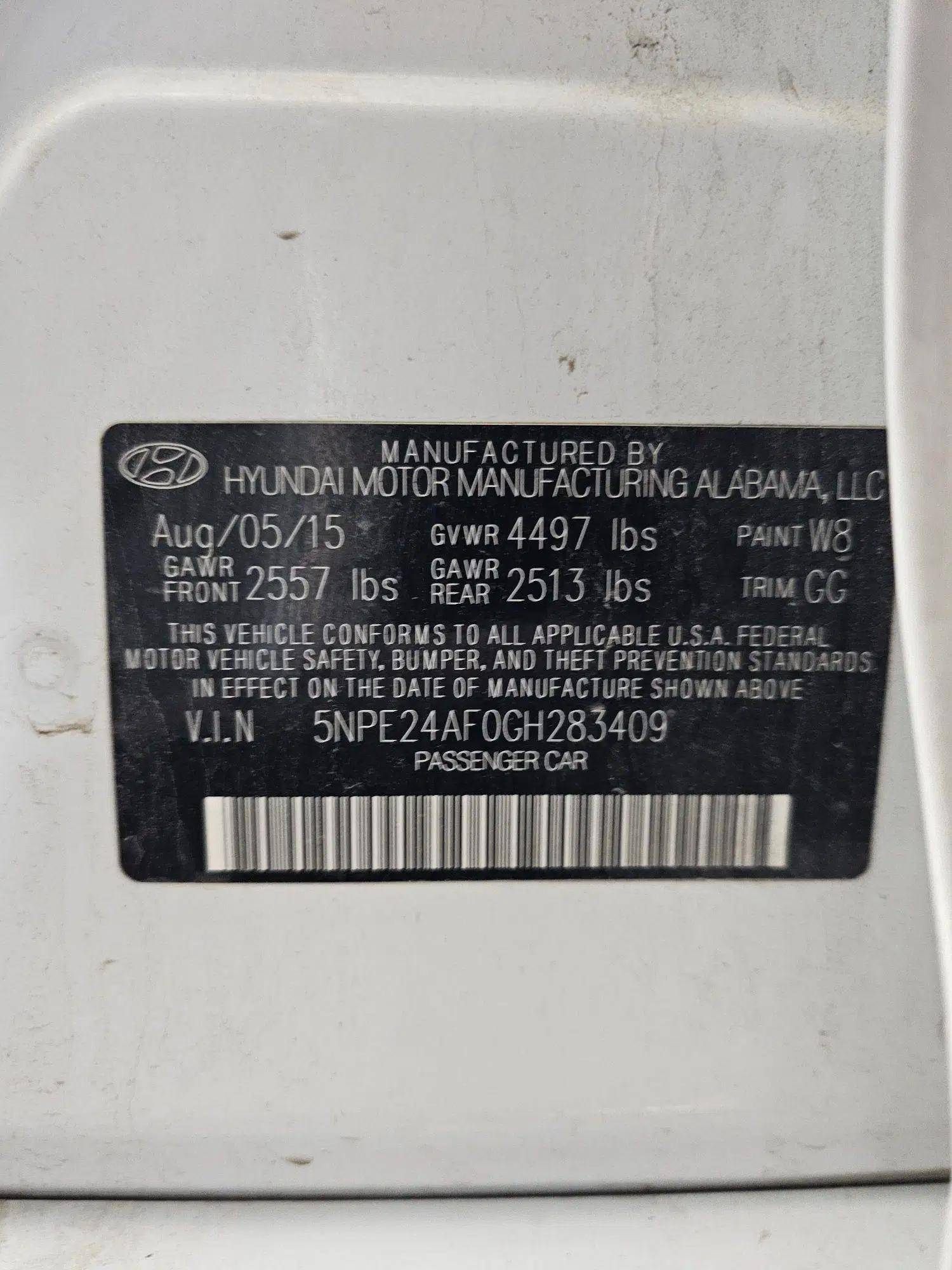2016 HYUNDAI SONATA — 120 375 Miles — Lot AF0GH283409 - Marhaba Auctions Used Cars - Image 5