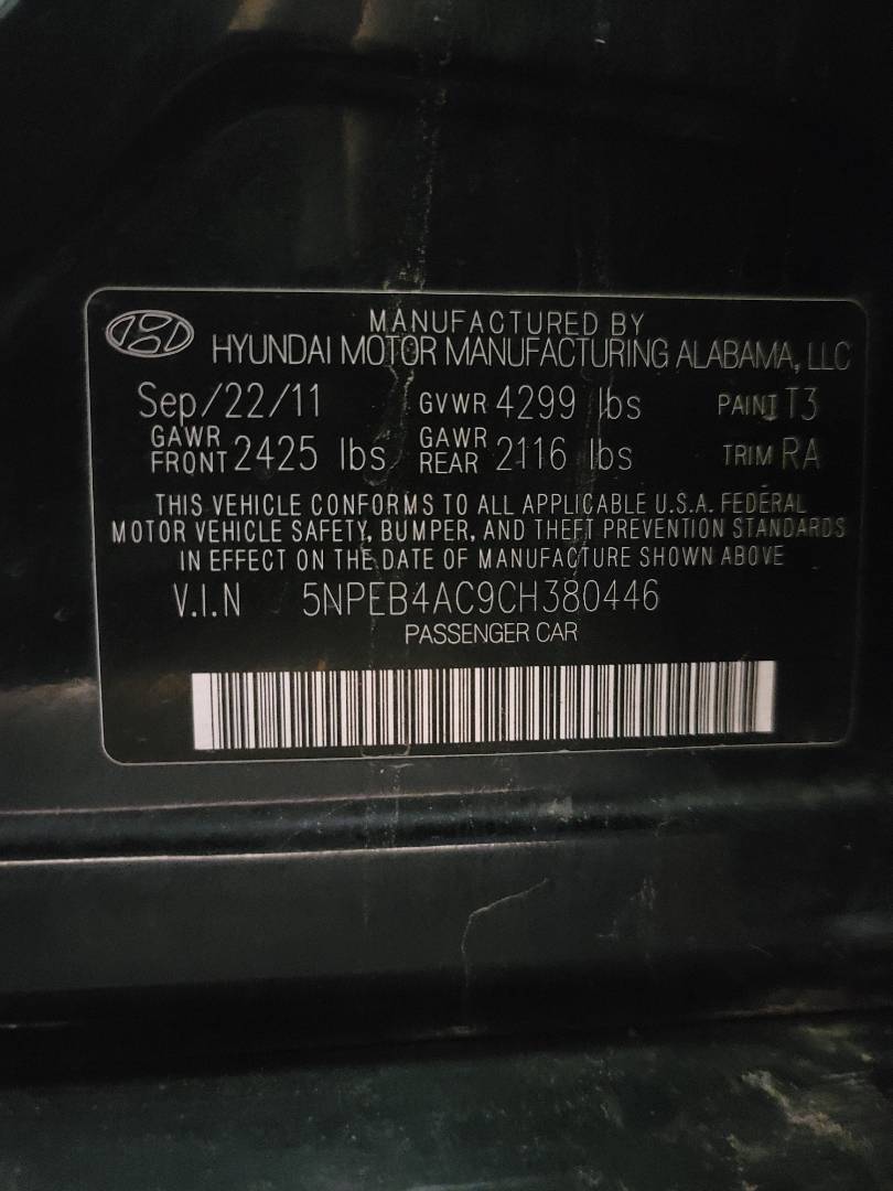 2012 HYUNDAI SONATA — 165487 Miles — Lot 37286654 — Main - Marhaba Auctions Used Cars - Image 9
