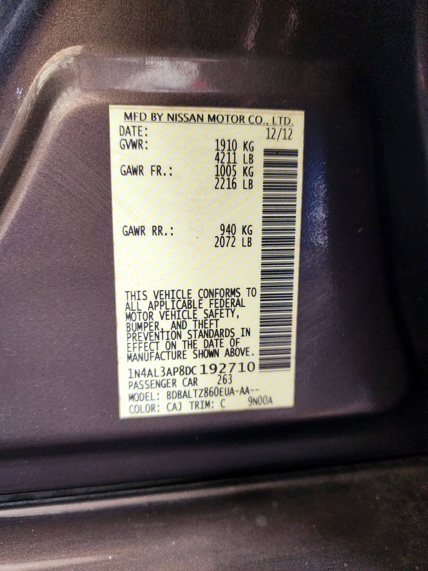 2013 NISSAN ALTIMA — 187482 Miles — Lot 39948139 — Souq - Marhaba Auctions Used Cars - Image 10