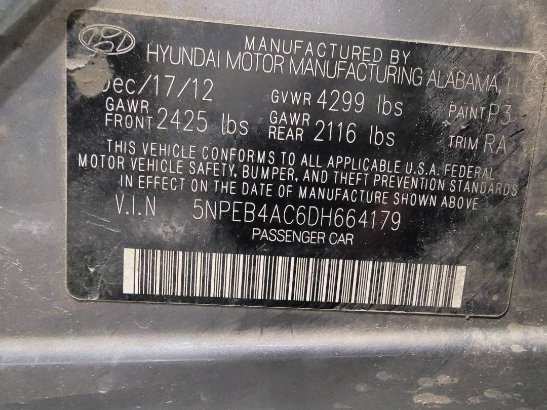 2013 HYUNDAI SONATA — 258548 Miles — Lot H664179 — Main - Marhaba Auctions Used Cars - Image 8
