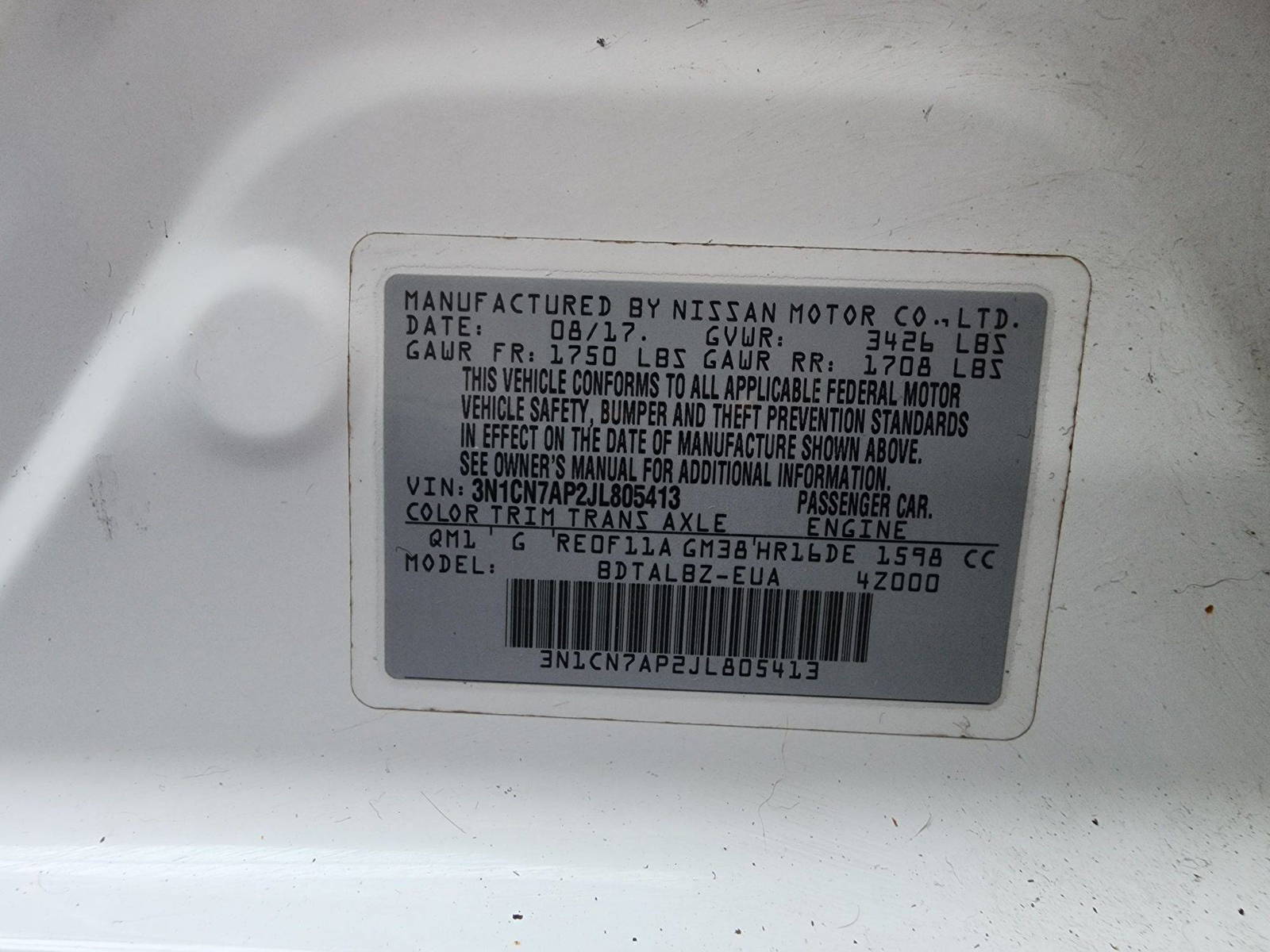 2018 NISSAN VERSA — 156540 Miles — Lot 48527404 — Al Quoz - Marhaba Auctions Used Cars - Image 10