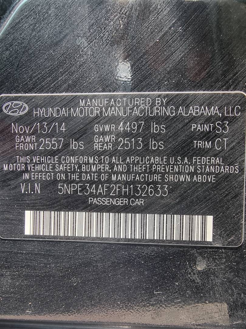 2015 HYUNDAI SONATA SPORT — 84436 Miles — Lot 132633 — Ind. 12 - Marhaba Auctions Used Cars - Image 4