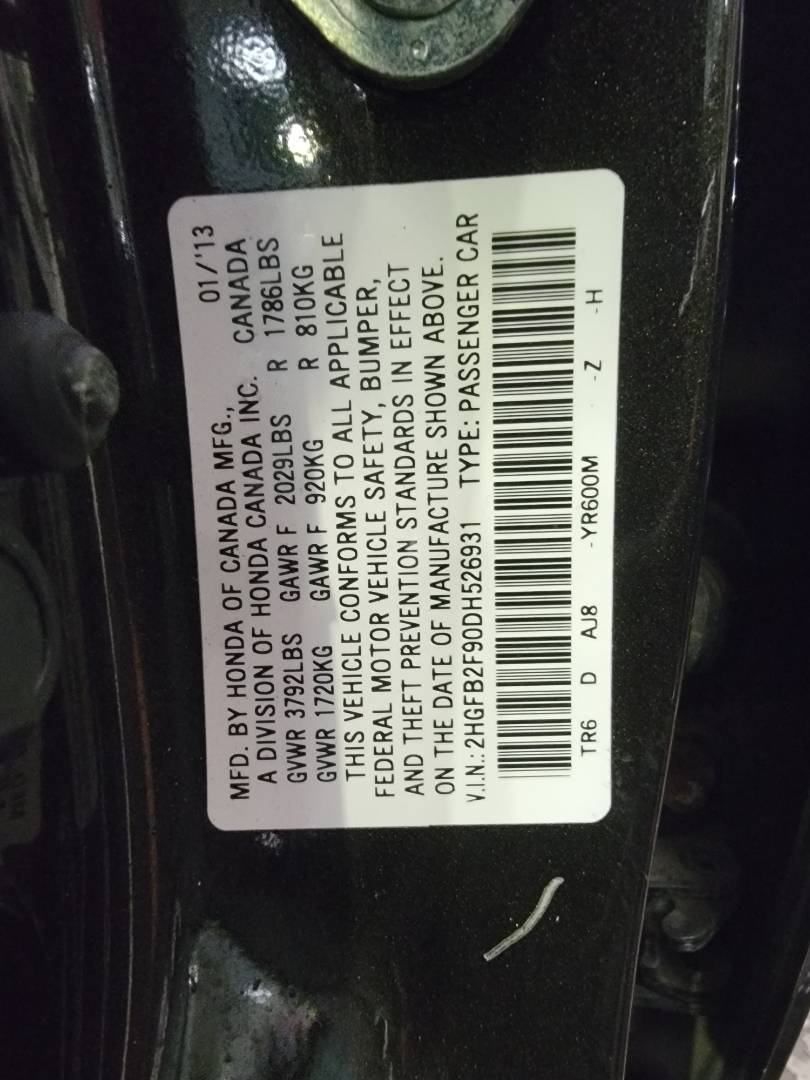 2013 HONDA CIVIC — 176100 Miles — Lot DH526931 — Main - Marhaba Auctions Used Cars - Image 11