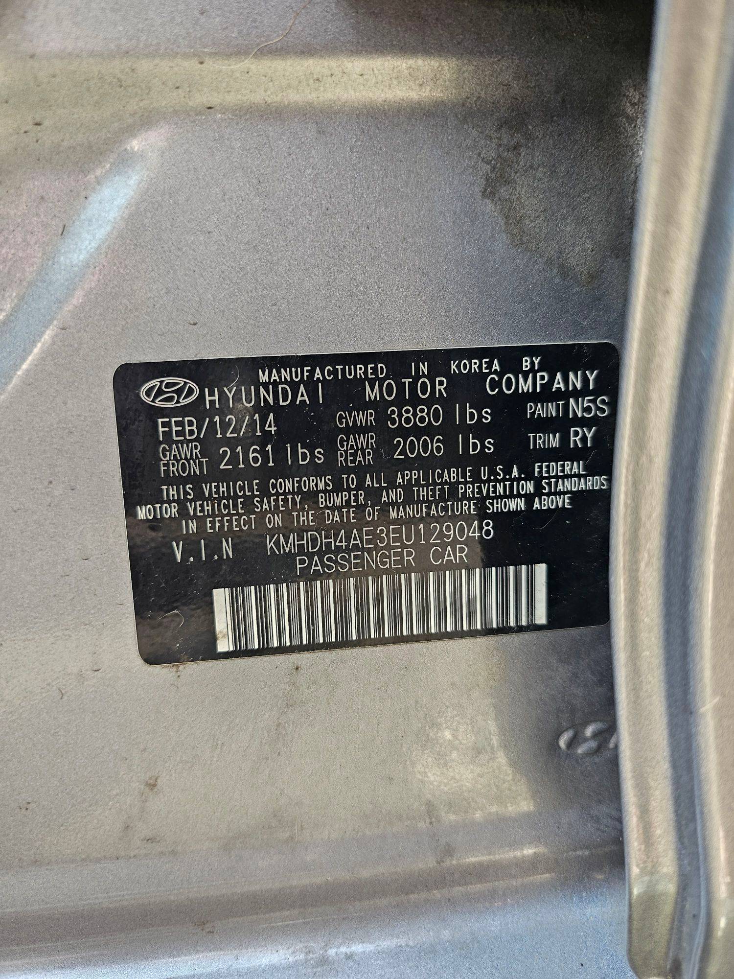 2014 HYUNDAI ELANTRA — 125419 Miles — Lot 42554774 — Souq - Marhaba Auctions Used Cars - Image 10
