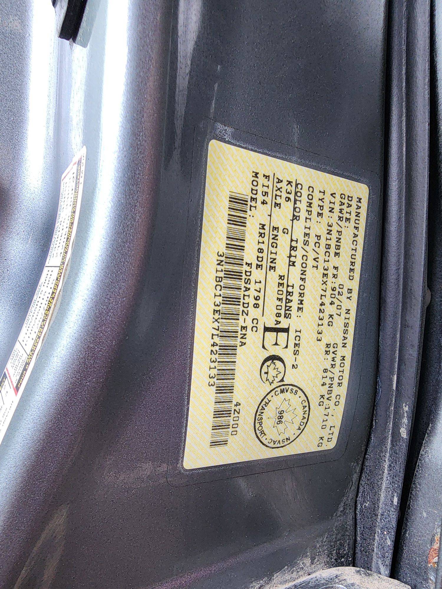 2007 NISSAN VERSA — 143503 KM — Lot 423133 — Souq - Marhaba Auctions Used Cars - Image 9