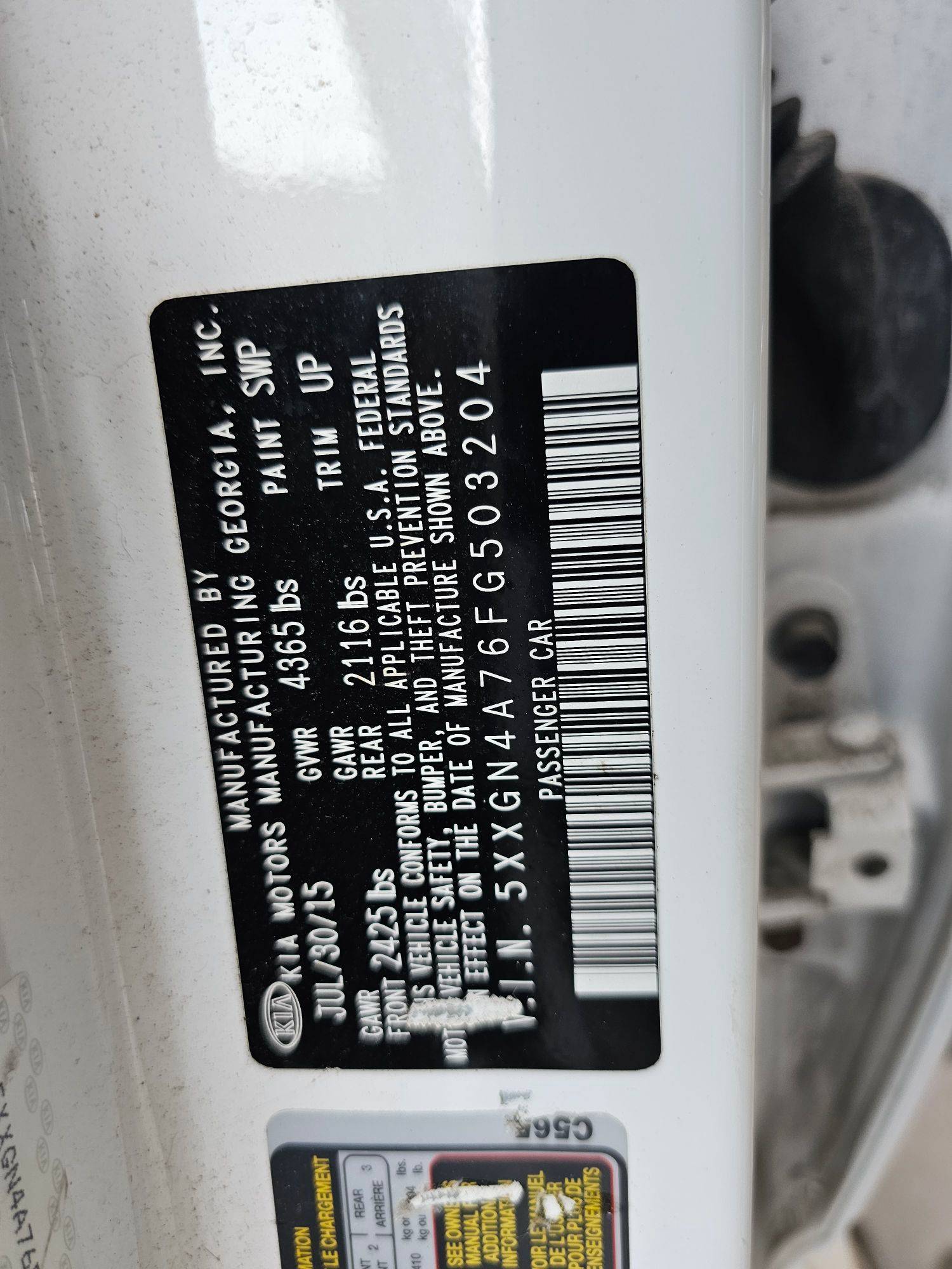 2015 KIA OPTIMA — 80055 Miles — Lot FG503204 — Souq - Marhaba Auctions Used Cars - Image 9