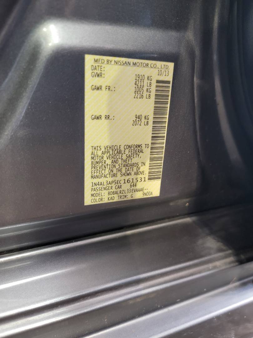 2014 NISSAN ALTIMA — 152272 Miles — Lot 45012383 - Marhaba Auctions Used Cars - Image 9