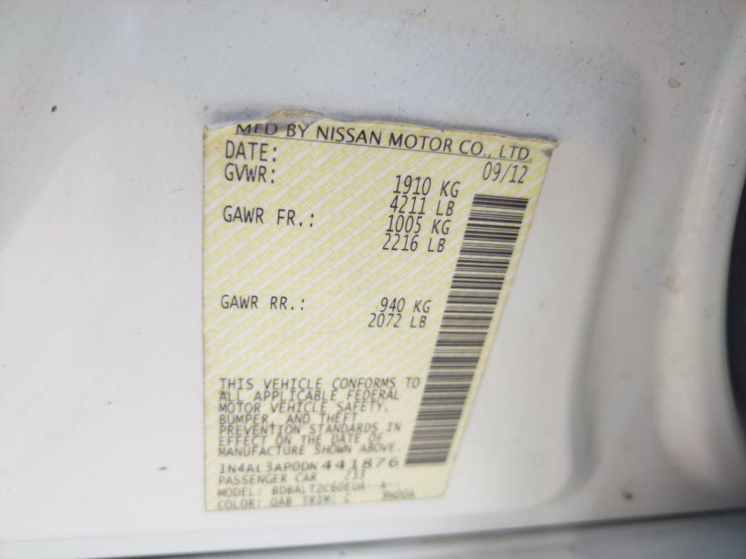 2013 NISSAN ALTIMA — 162557 Miles — Lot 64634903 - Marhaba Auctions Used Cars - Image 3