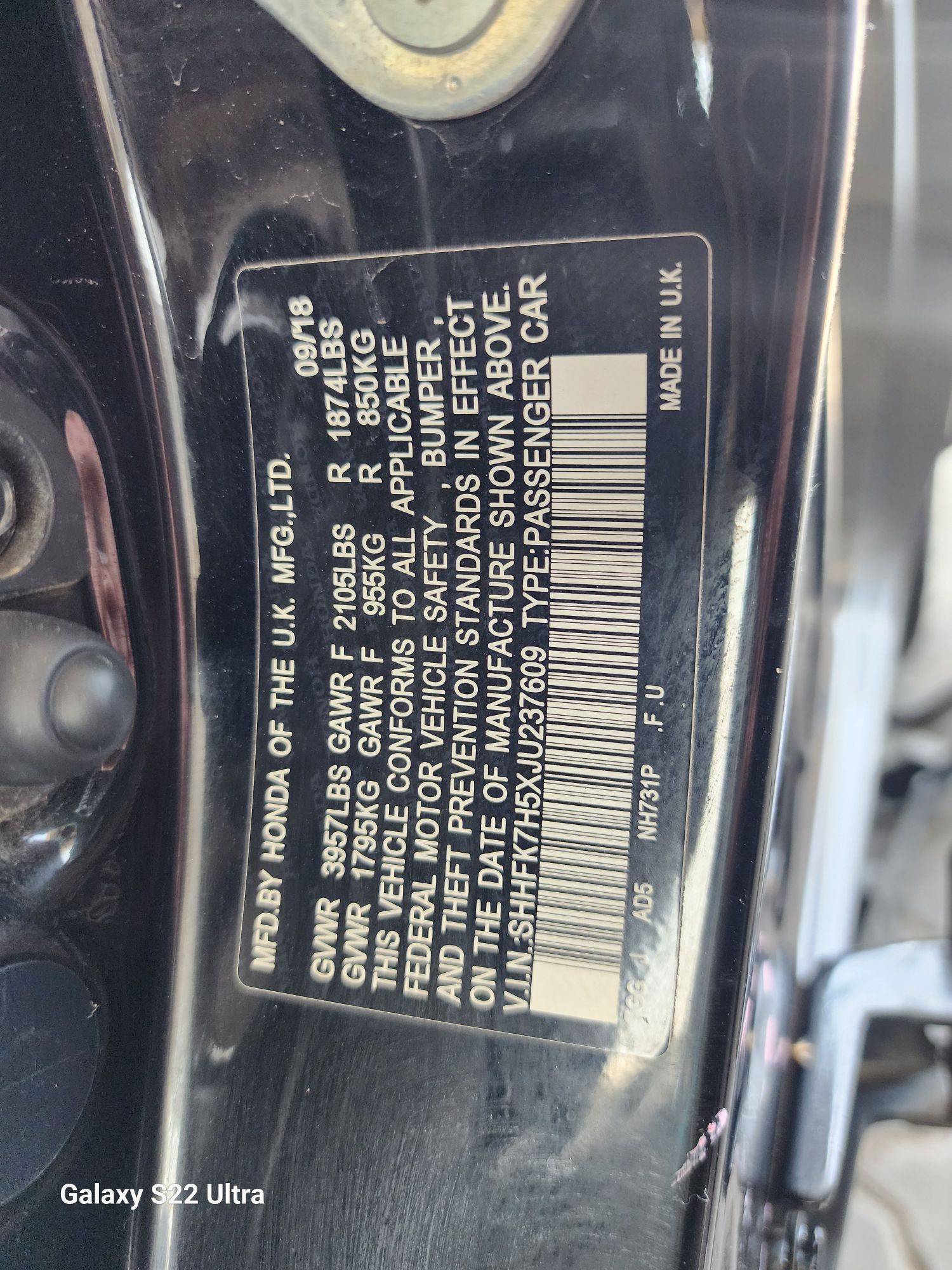 2018 HONDA CIVIC — 147176 Miles — Lot 38458362 — Souq - Marhaba Auctions Used Cars - Image 9