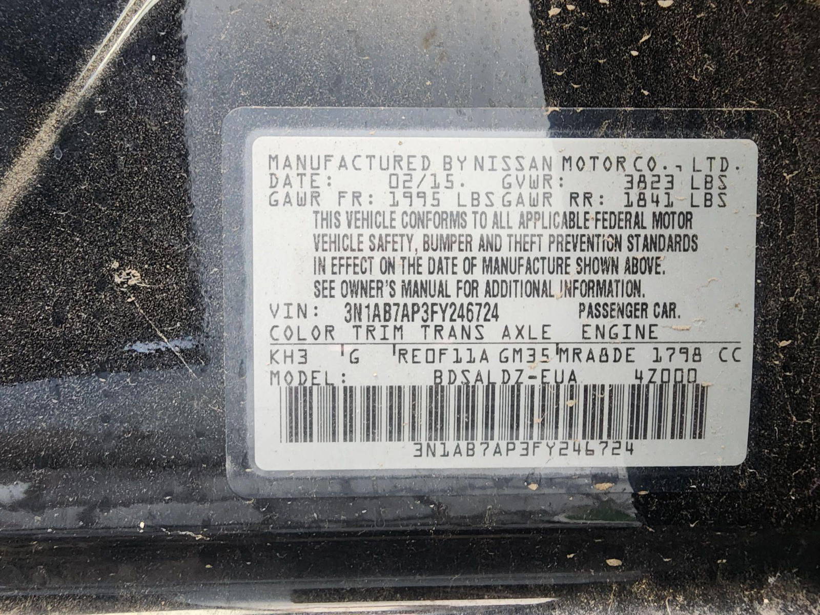 2015 NISSAN SENTRA — 145483 Miles — Lot 246724 — Main - Marhaba Auctions Used Cars - Image 10