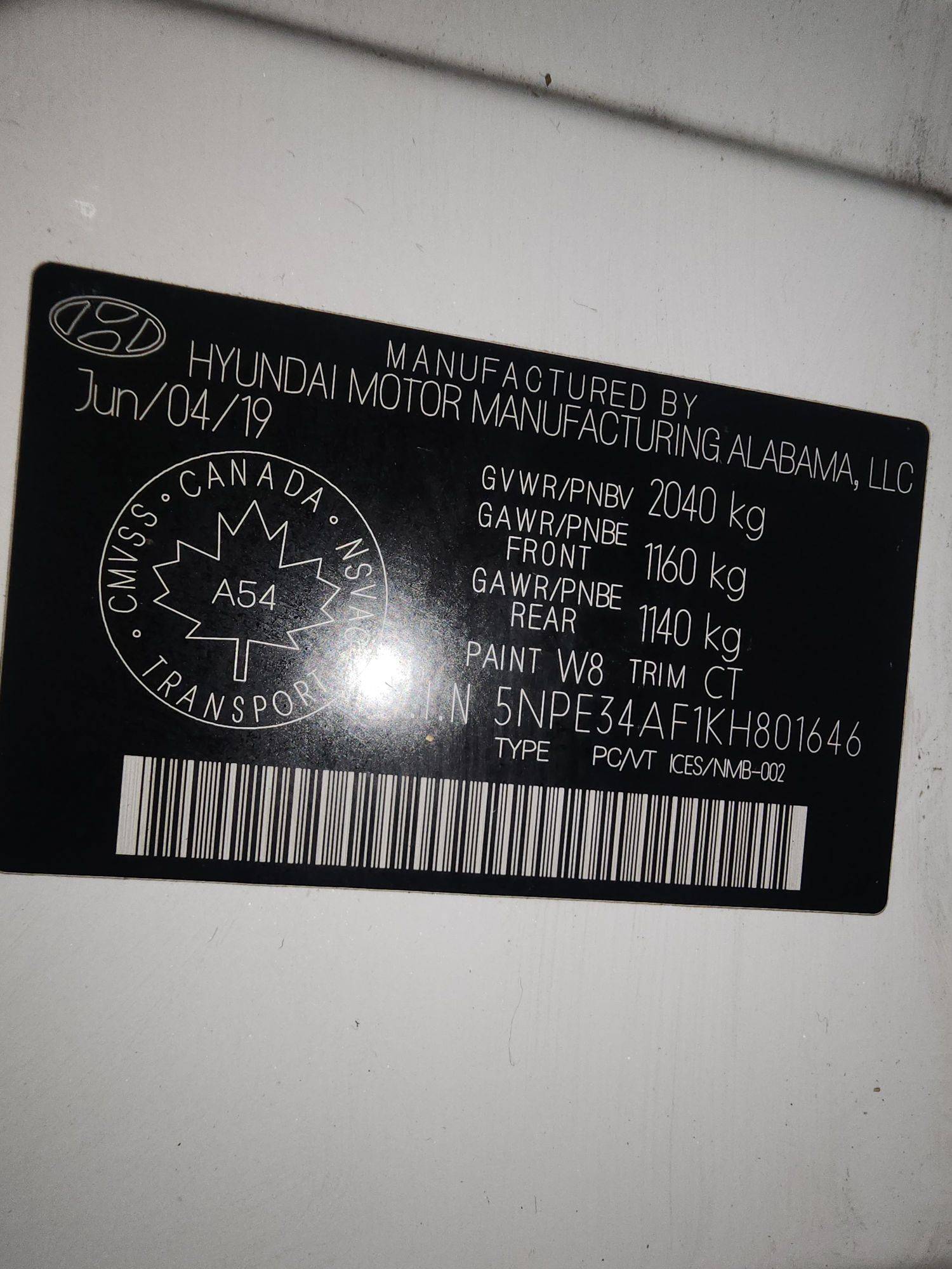 2019 HYUNDAI SONATA — 109359 KM — Lot H801646 — Main - Marhaba Auctions Used Cars - Image 12