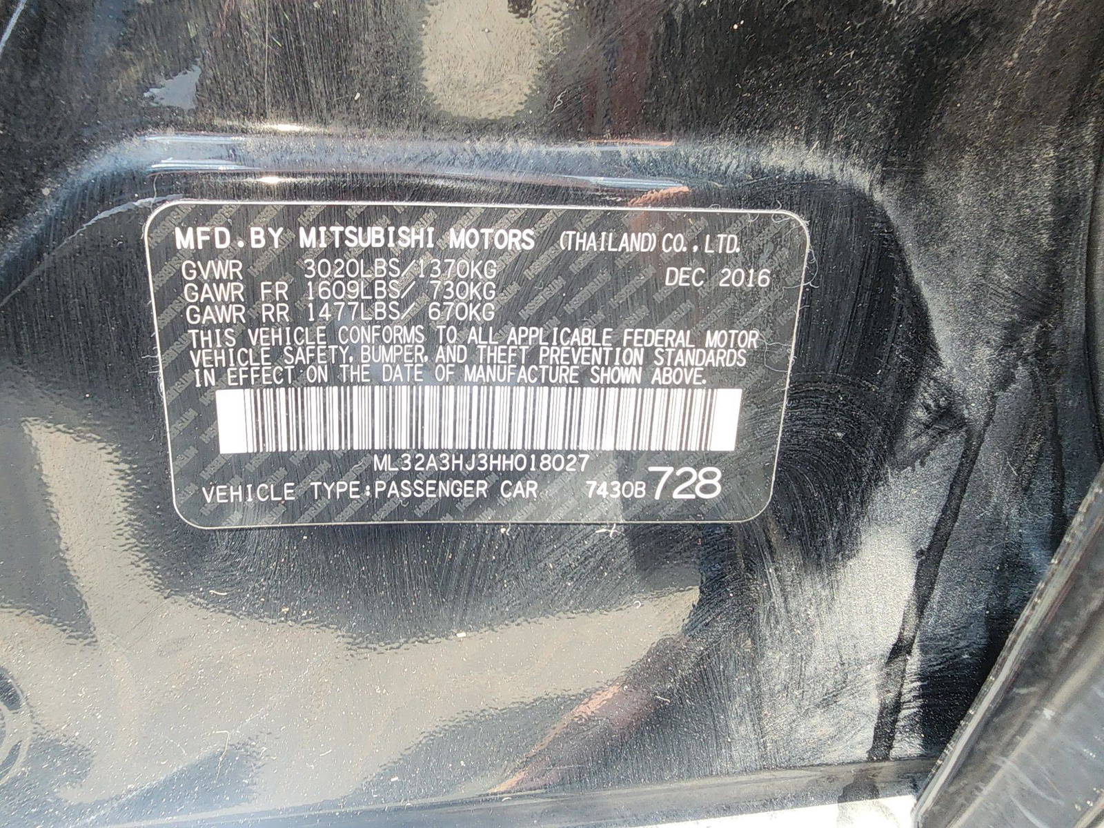 2017 MITSUBISHI MIRAGE — 88239 Miles — Lot 42008054 — Souq - Marhaba Auctions Used Cars - Image 9