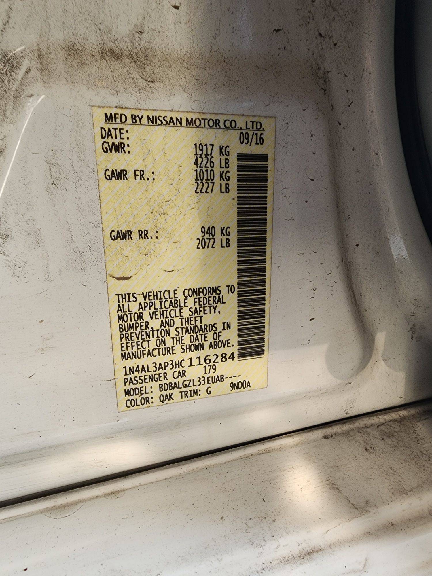 2017 NISSAN ALTIMA — 124766 Miles — Lot 53987234 — Souq - Marhaba Auctions Used Cars - Image 9