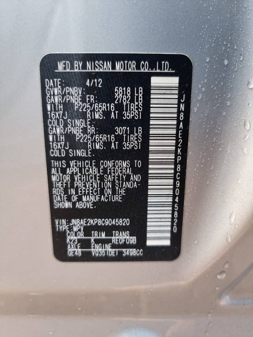 2012 NISSAN QUEST — 188253 Miles — Lot 9045820 — Ind. 12 - Marhaba Auctions Used Cars - Image 8