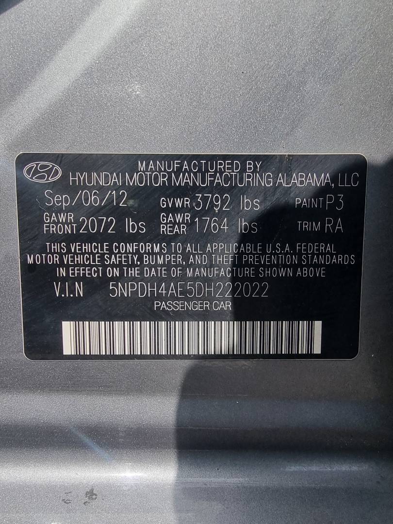 2013 HYUNDAI ELANTRA — 165320 Miles — Lot AE5DH222022 — Ind. 12 - Marhaba Auctions Used Cars - Image 9