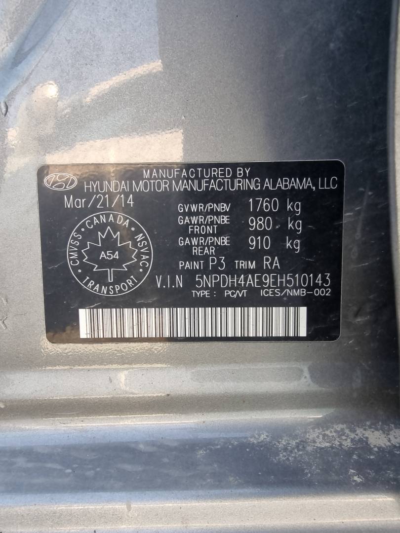 2014 HYUNDAI ELANTRA — 115113 KM — Lot 125487 — Ind. 12 - Marhaba Auctions Used Cars - Image 9