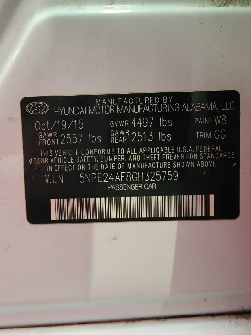 2016 HYUNDAI SONATA — 139376 Miles — Lot GH325759 — Main - Marhaba Auctions Used Cars - Image 10