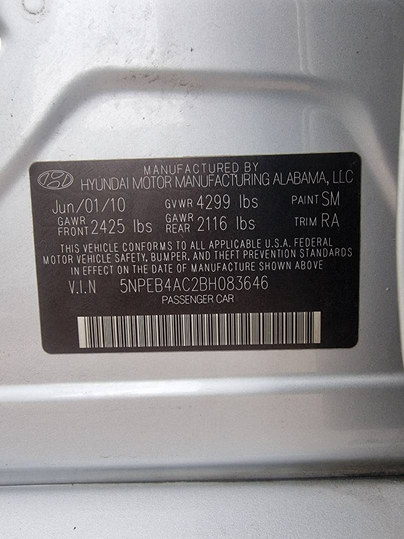 2011 HYUNDAI SONATA — 241311 Miles — Lot 125487 — Ind. 12 - Marhaba Auctions Used Cars - Image 10