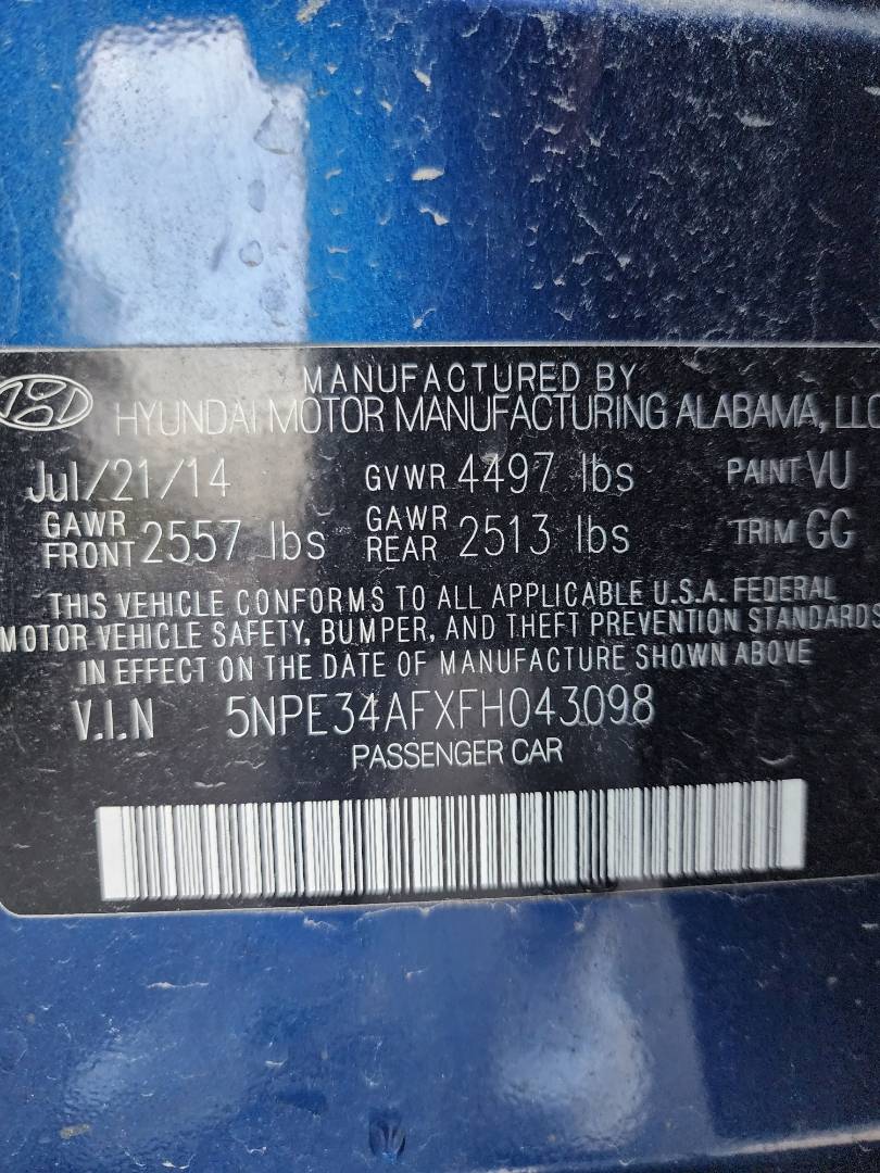 2015 HYUNDAI SONATA — 81426 Miles — Lot 38245840 - Marhaba Auctions Used Cars - Image 8