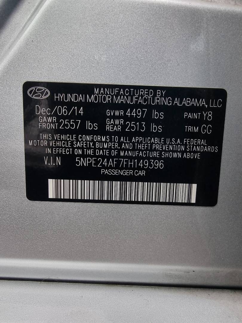 2015 HYUNDAI SONATA — 107781 Miles — Lot 215487 — Ind. 12 - Marhaba Auctions Used Cars - Image 9