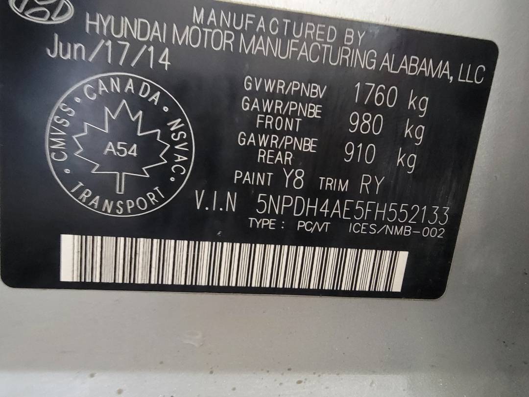 2015 HYUNDAI ELANTRA — 161256 KM — Lot 43717784 — Main - Marhaba Auctions Used Cars - Image 9