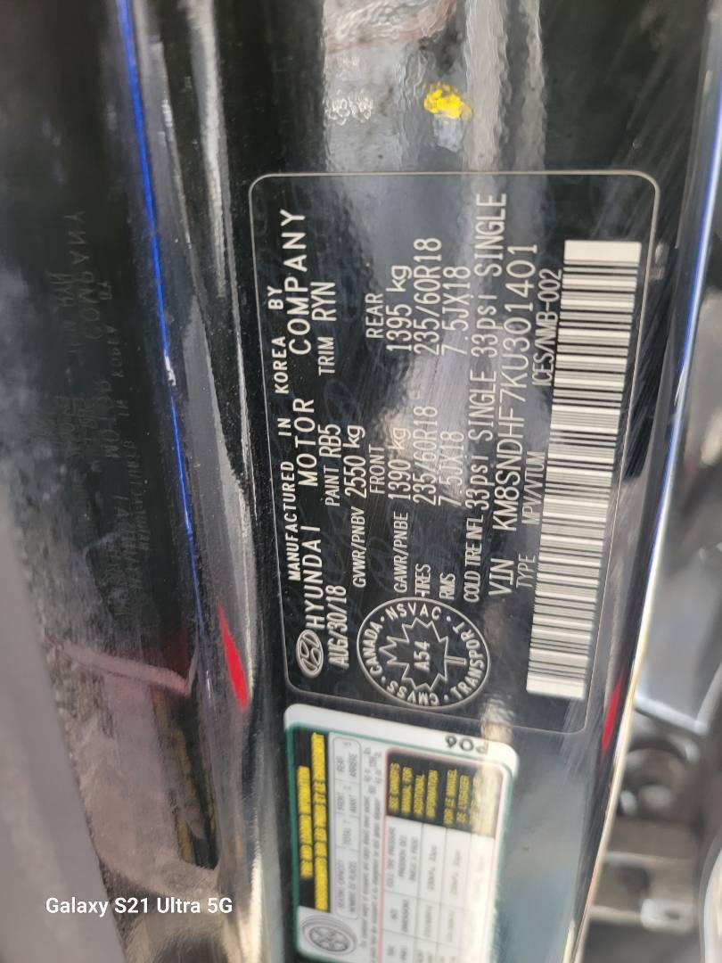 2019 HYUNDAI SANTA FE — 165235 KM — Lot KU301401 — Main - Marhaba Auctions Used Cars - Image 9