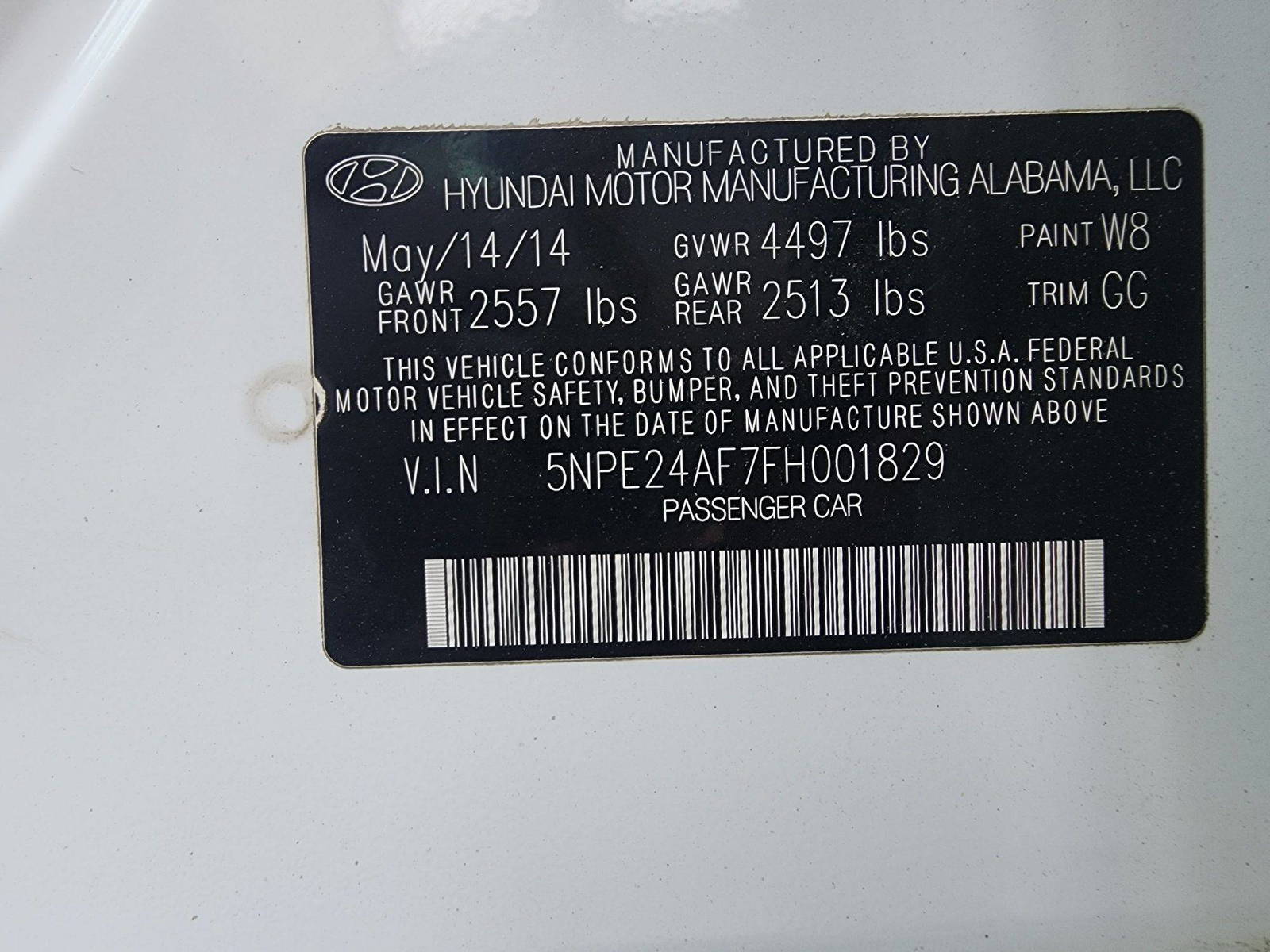 2015 HYUNDAI SONATA — 163152 Miles — Lot 1829 — Al Quoz - Marhaba Auctions Used Cars - Image 9