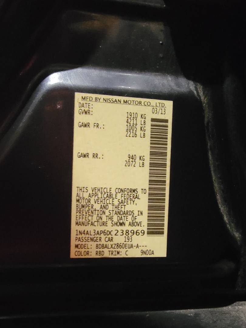 2013 NISSAN ALTIMA — 145787 Miles — Lot C238969 - Marhaba Auctions Used Cars - Image 4