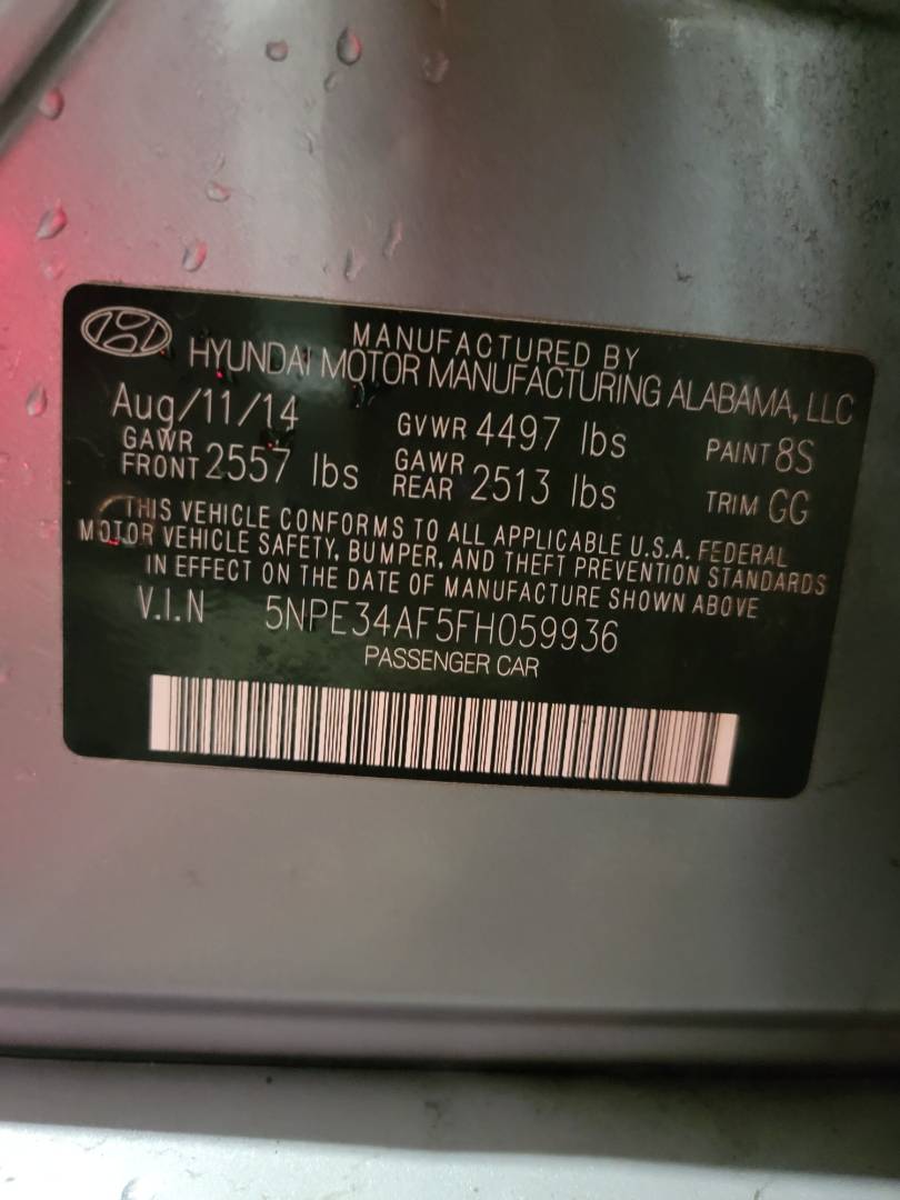 2015 HYUNDAI SONATA — 205511 Miles — Lot v — Main - Marhaba Auctions Used Cars - Image 10