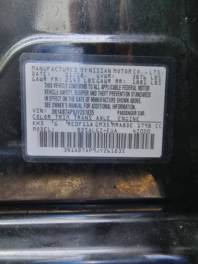 2018 NISSAN SENTRA — 150067 Miles — Lot 125487 — Ind. 12 - Marhaba Auctions Used Cars - Image 10