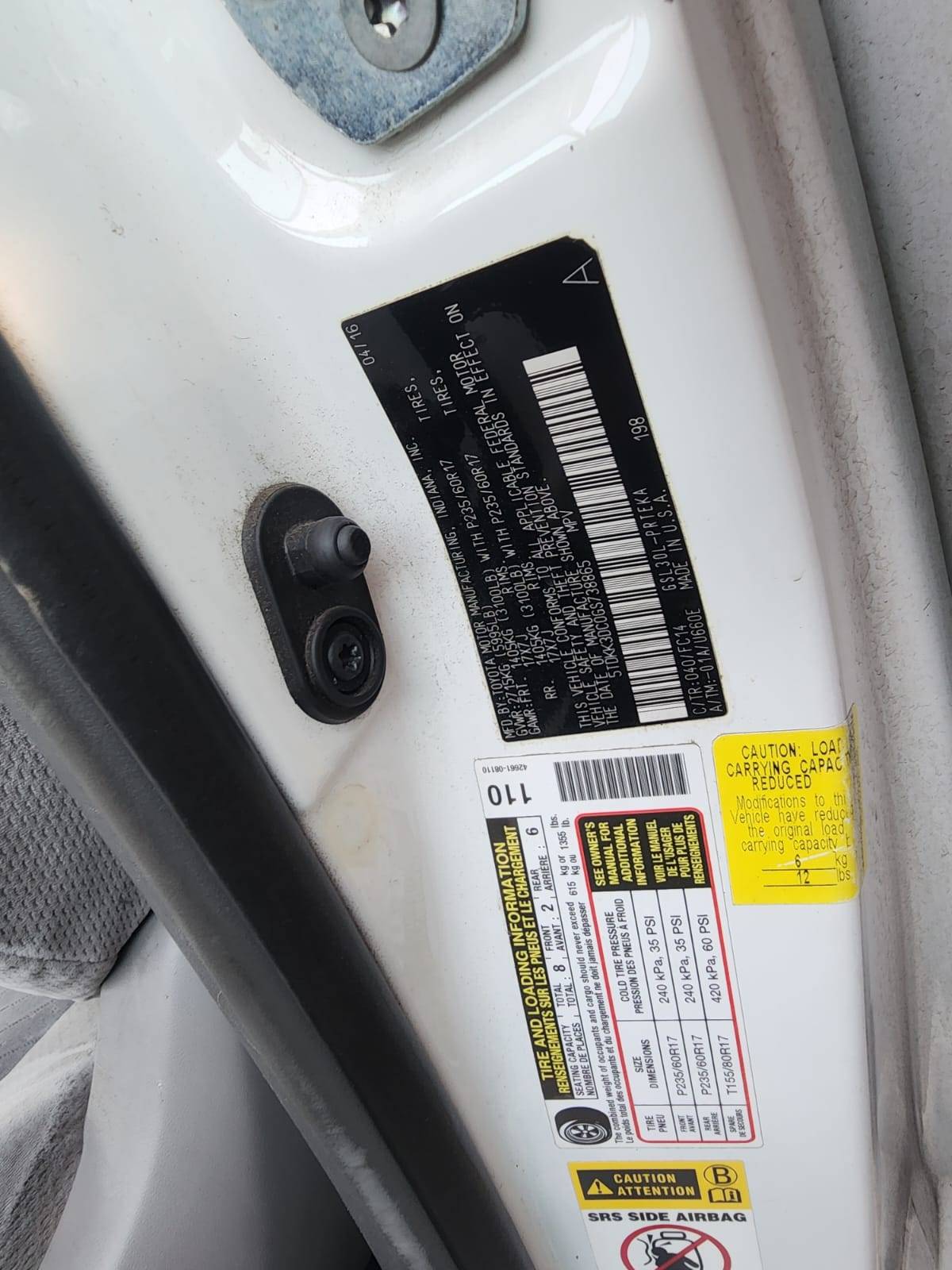 2016 TOYOTA SIENNA — 171675 Miles — Lot 738865 — Main - Marhaba Auctions Used Cars - Image 12
