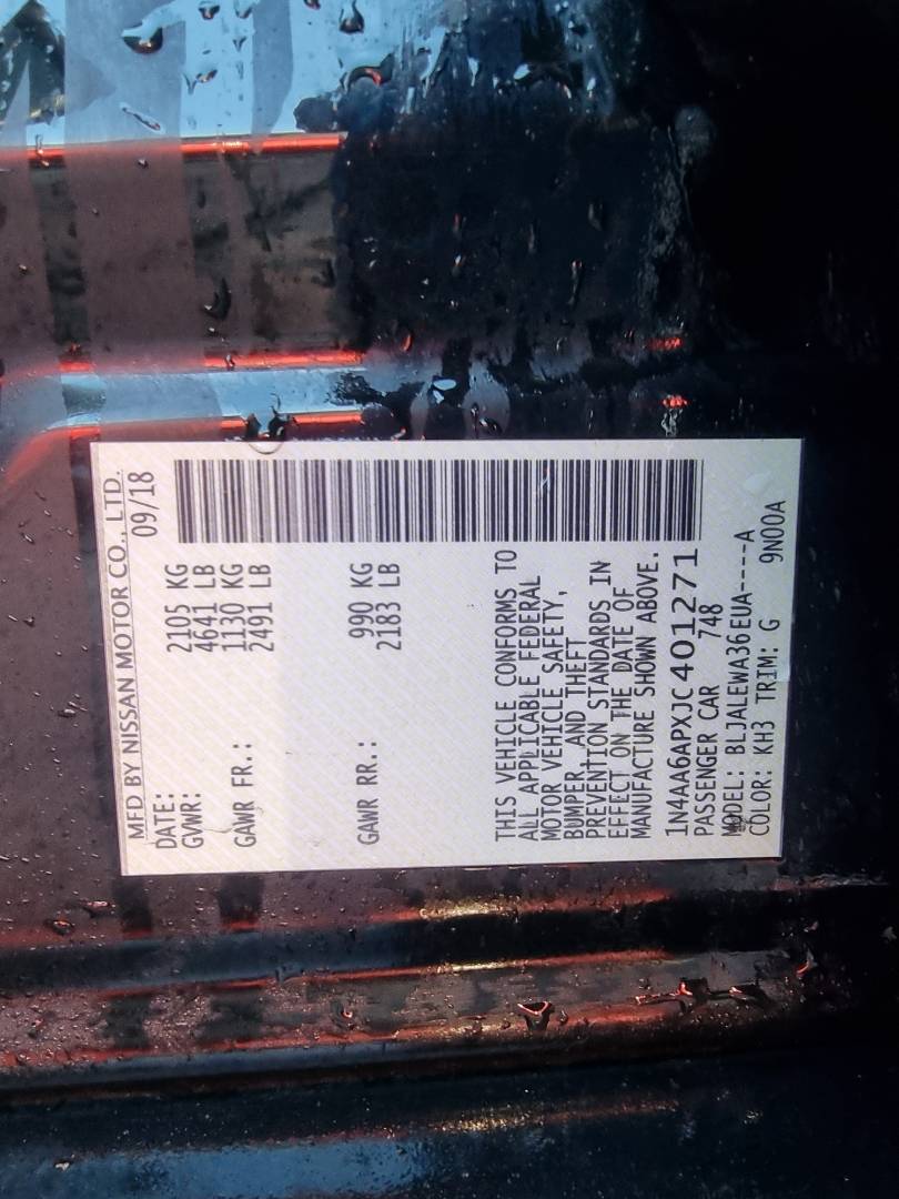 2018 NISSAN MAXIMA — 118358 Miles — Lot 125487 — Ind. 12 - Marhaba Auctions Used Cars - Image 10