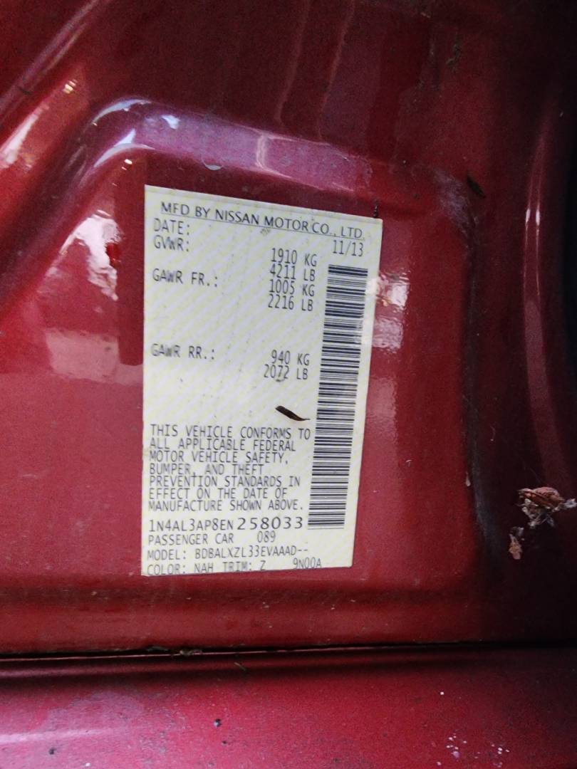 2014 NISSAN ALTIMA — 102976 Miles — Lot 38018854 - Marhaba Auctions Used Cars - Image 4