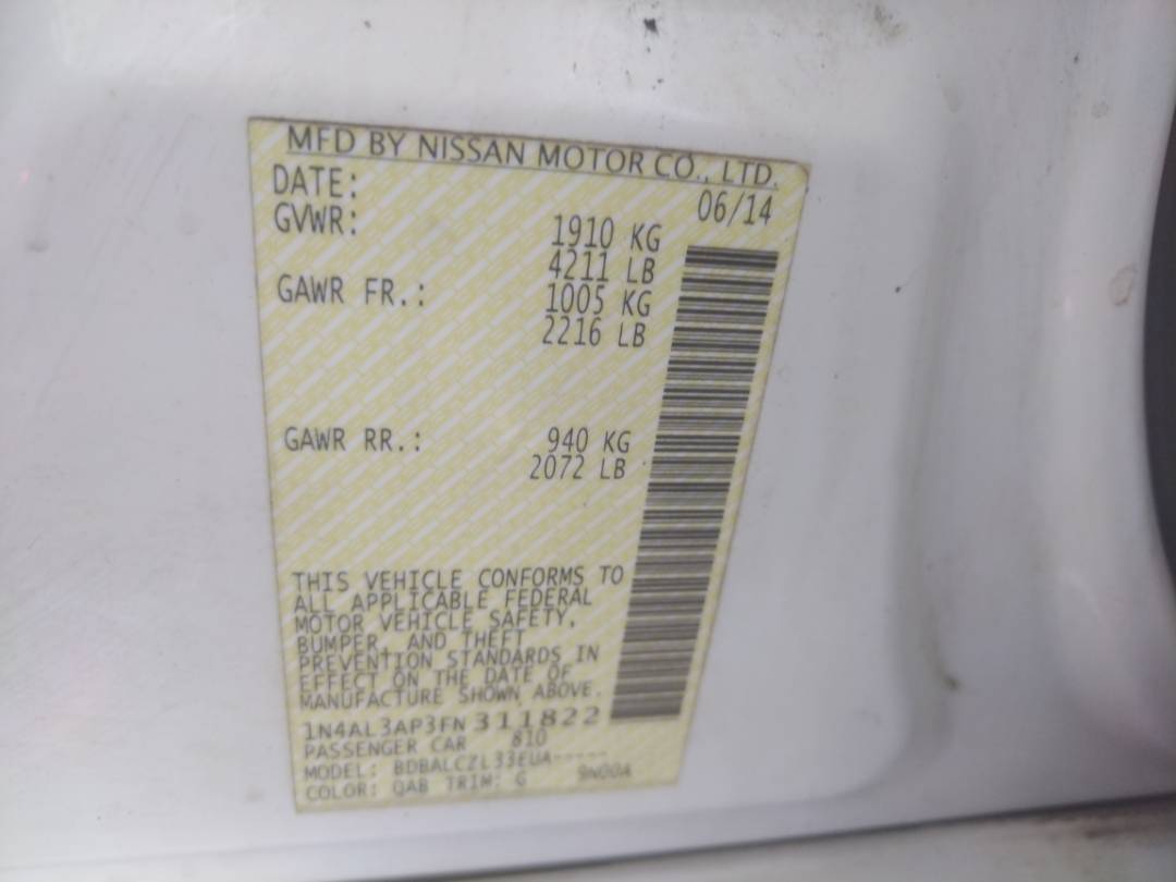 2015 NISSAN ALTIMA — 203729 Miles — Lot N311822 - Marhaba Auctions Used Cars - Image 9