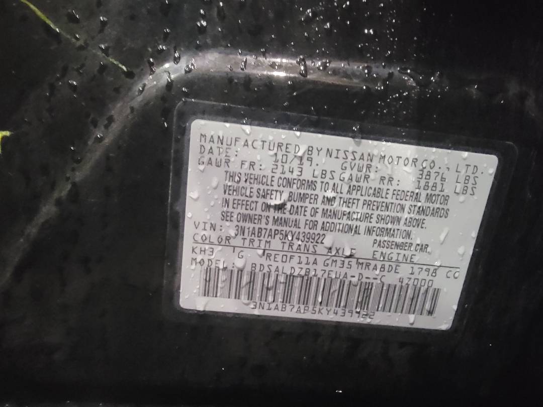 2019 NISSAN SENTRA — 54150 Miles — Lot Y439922 - Marhaba Auctions Used Cars - Image 7