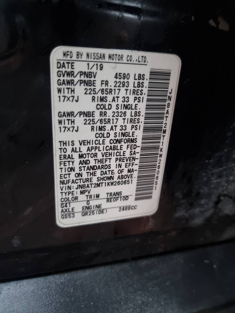 2019 NISSAN ROGUE — 144030 Miles — Lot W260651 — Ind. 12 - Marhaba Auctions Used Cars - Image 8